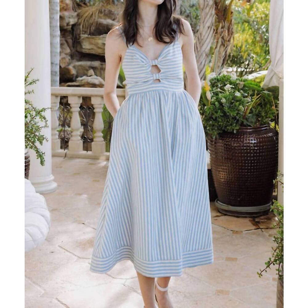 NEW B.RIGHT summer stripe midi dress in blue/ white